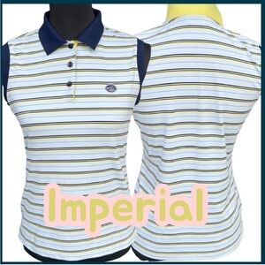 Imperial Hybrid Casual (Korea) Blue/Yellow Stripe Sleeveless Golf Polo (S)